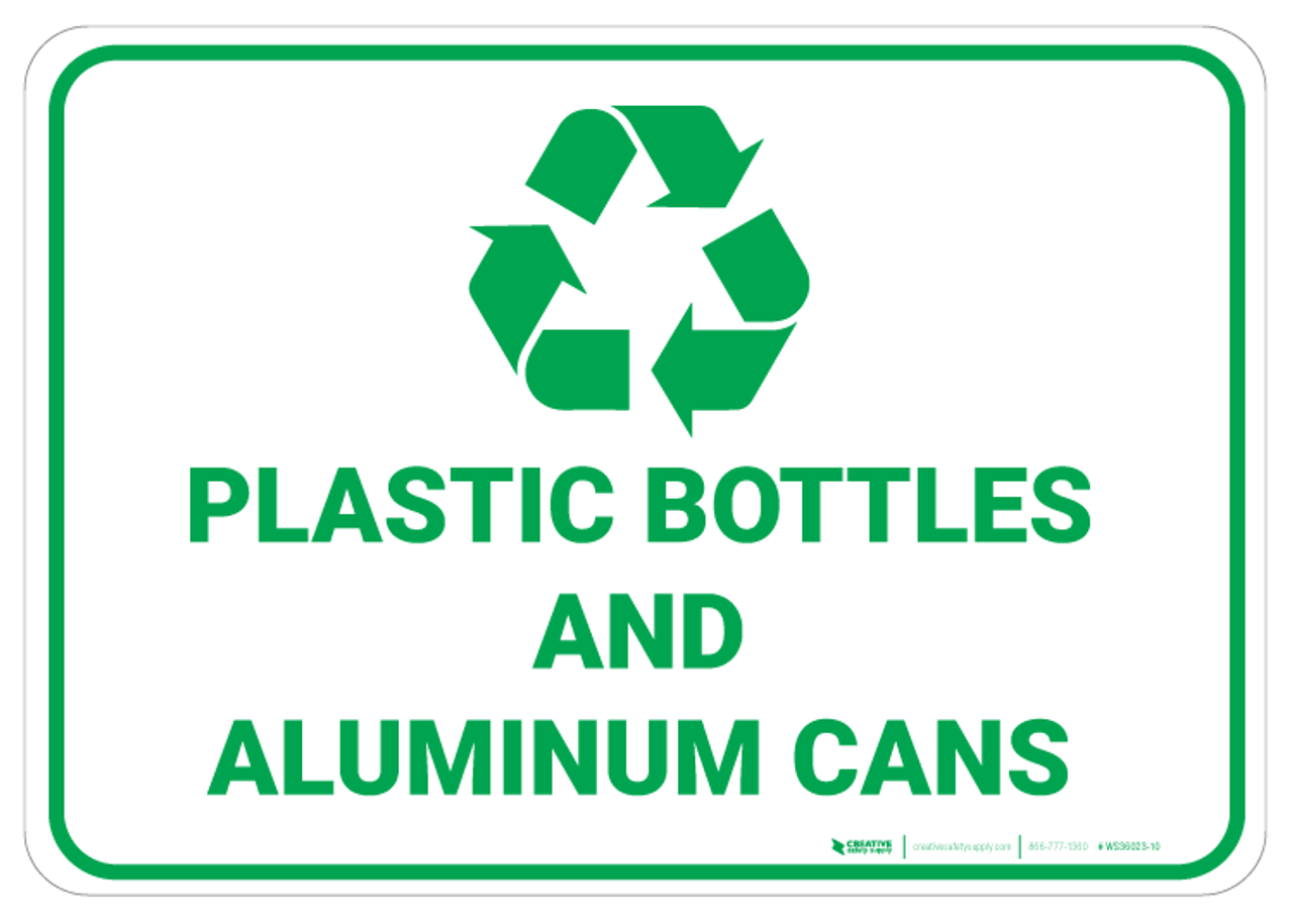plastic bottles and aluminum cans recycling wall sign creative