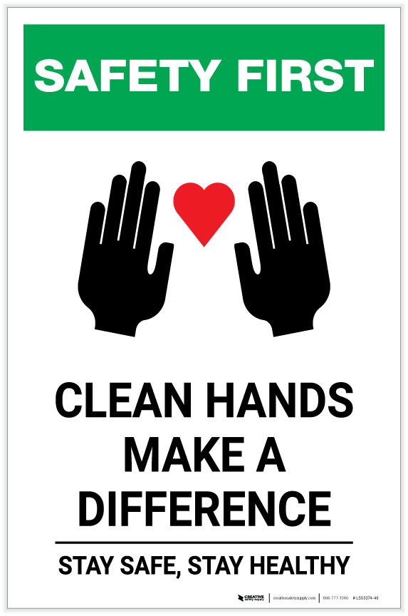 Safety First: Clean Hands Make A Difference with Icons Portrait - Label