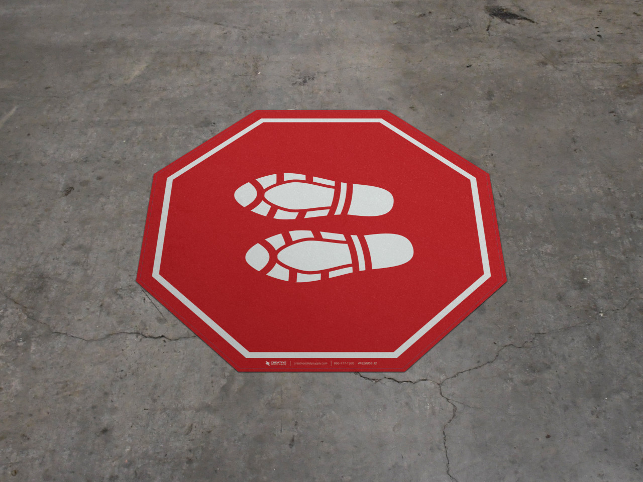 Shoe Print Left Red Stop - Floor Sign
