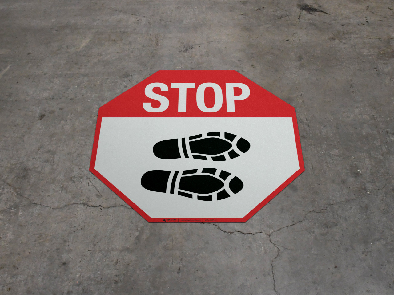 Stop Shoe Print Right - Floor Sign