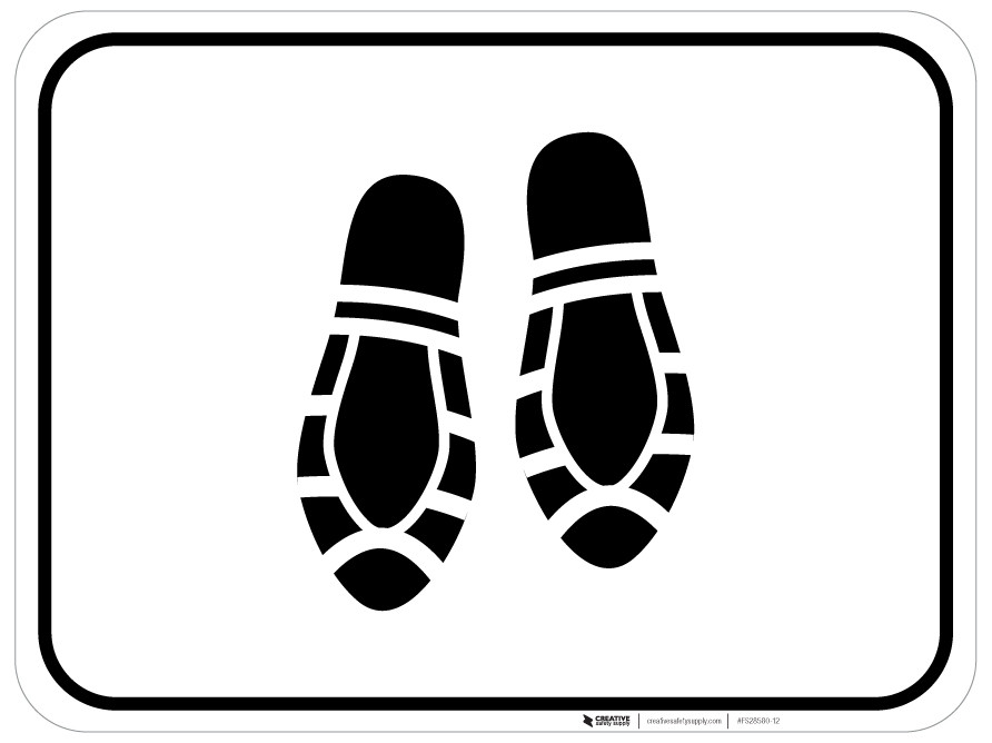 Shoe Print Down Black Rectangle - Floor Sign