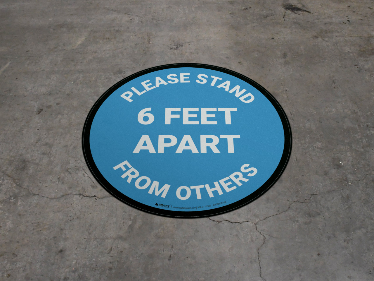 Please Stand 6 Feet Apart From Others Blue Circular Floor Sign