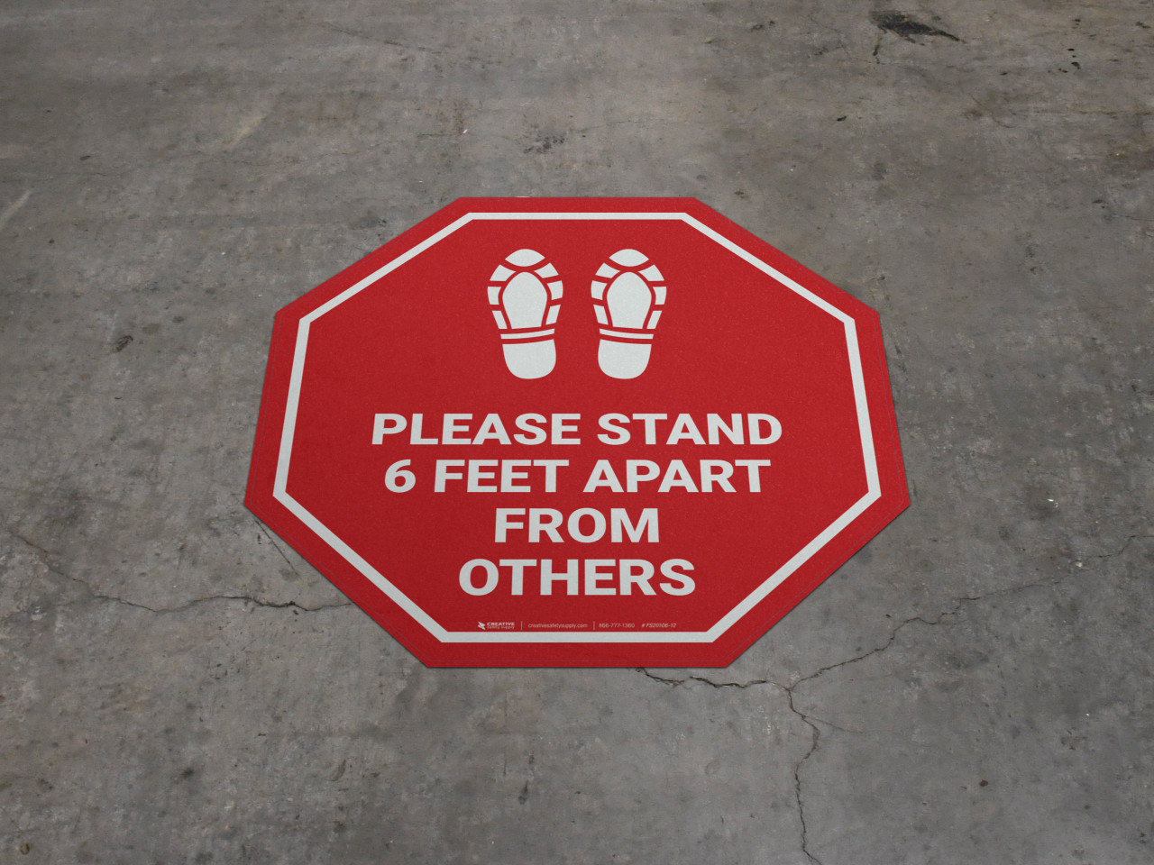Please Stand 6 Feet Apart From Others Shoe Prints Stop