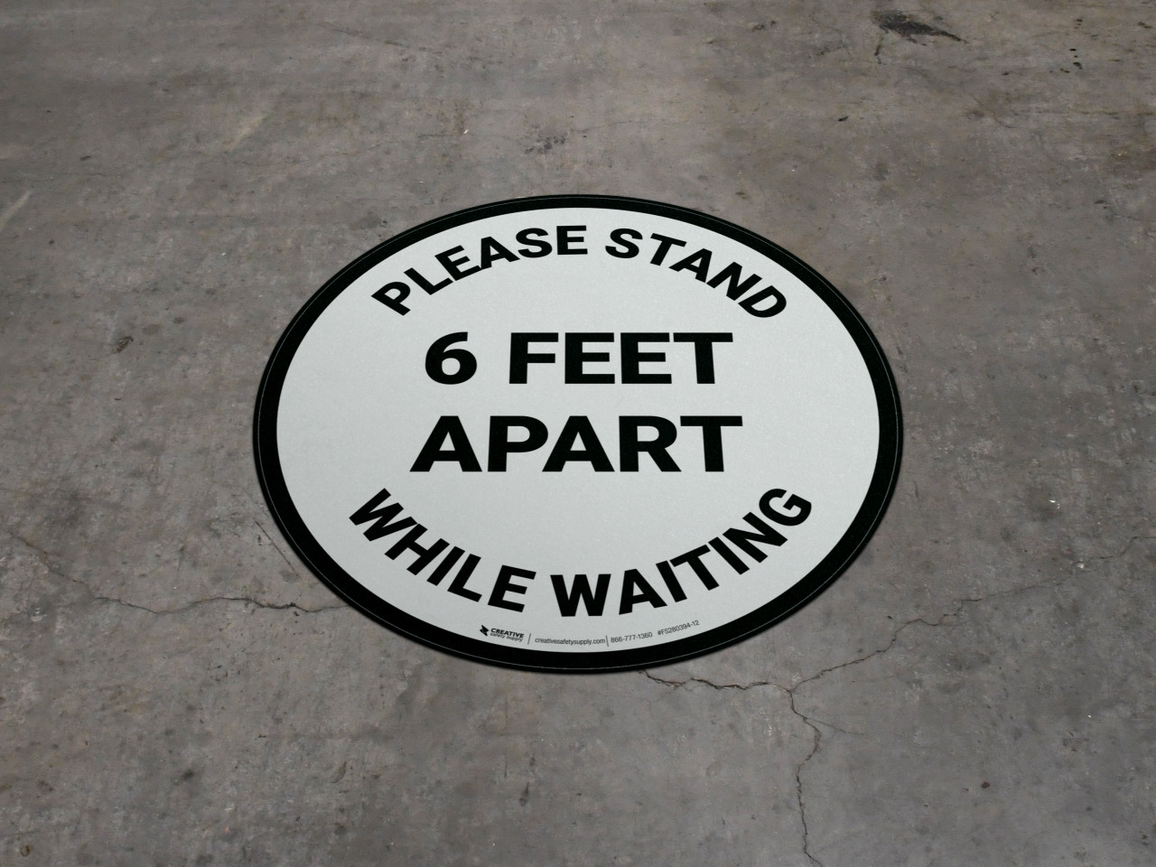Please Stand 6 Feet Apart While Waiting Circular Floor Sign