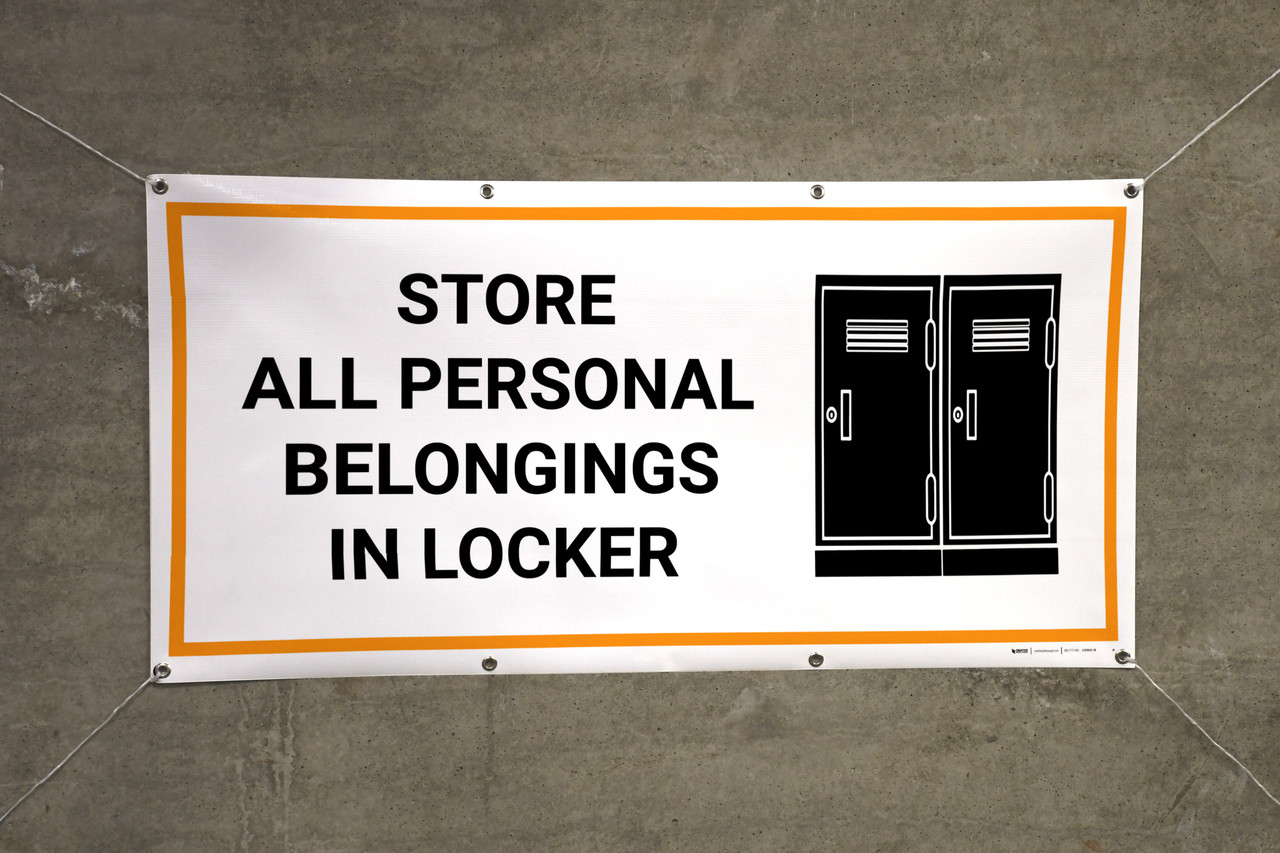 Store All Personal Belongings In Locker with Icon - Banner