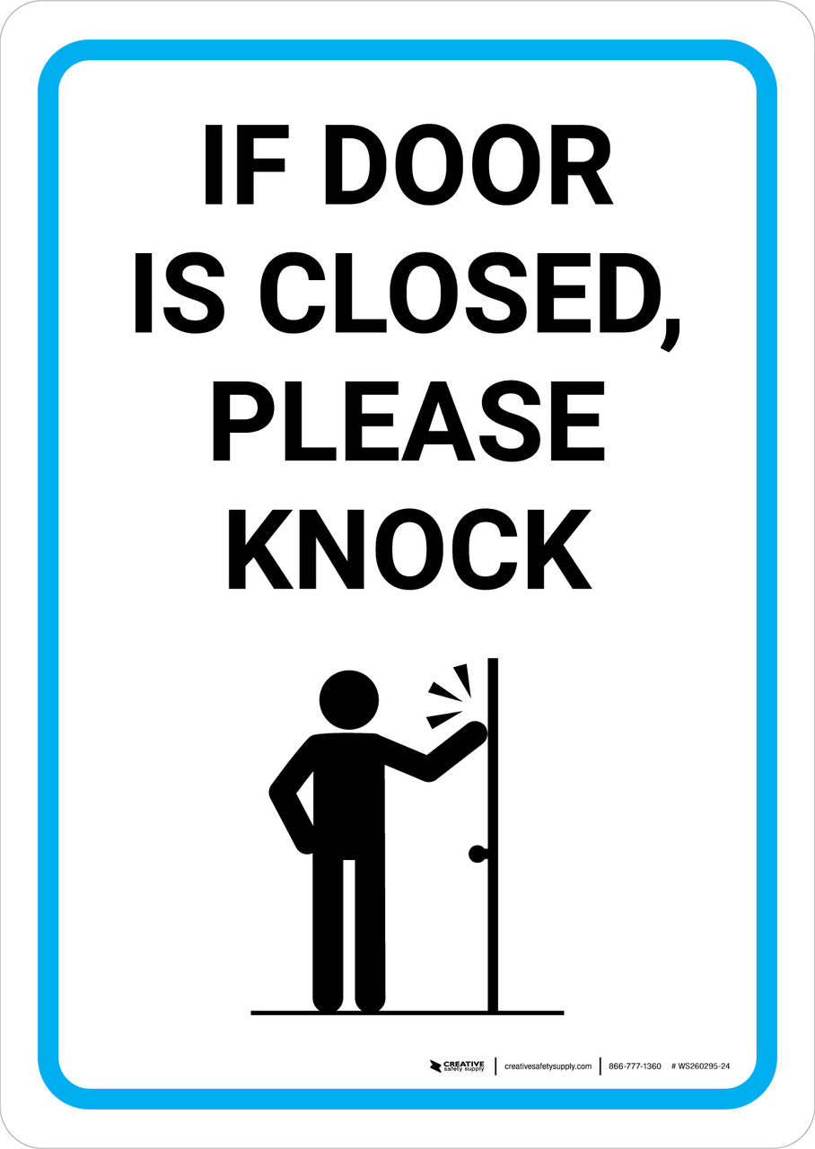 If Door is Closed Please Knock with Icon Portrait Wall Sign