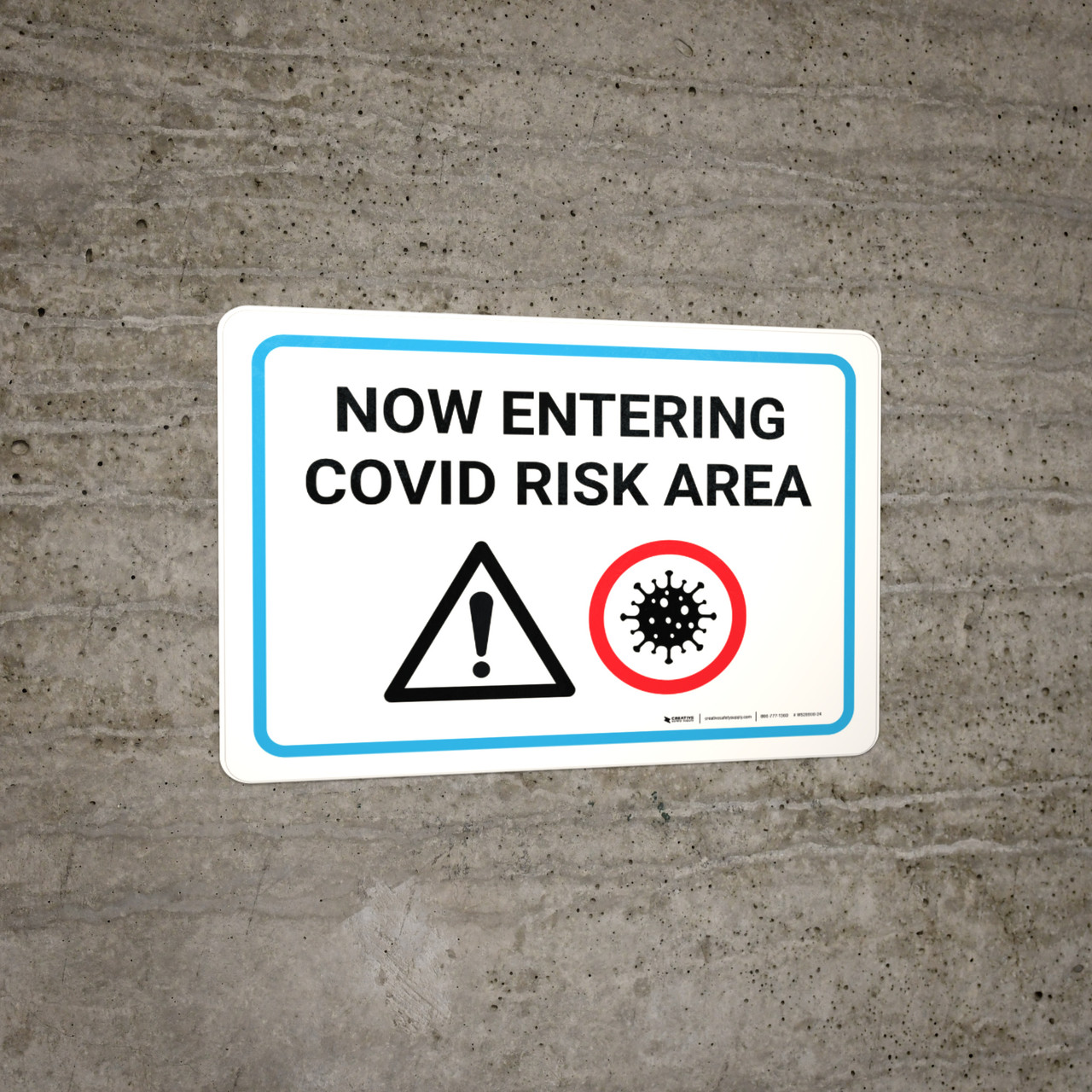 Now Entering Covid Risk Area with Icon Landscape - Wall Sign