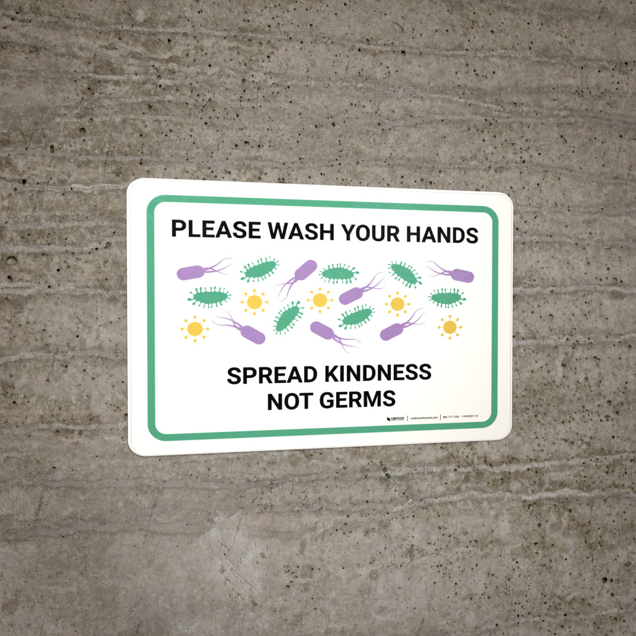 Please Wash Your Hands Spread Kindness Not Germs with Icons Landscape