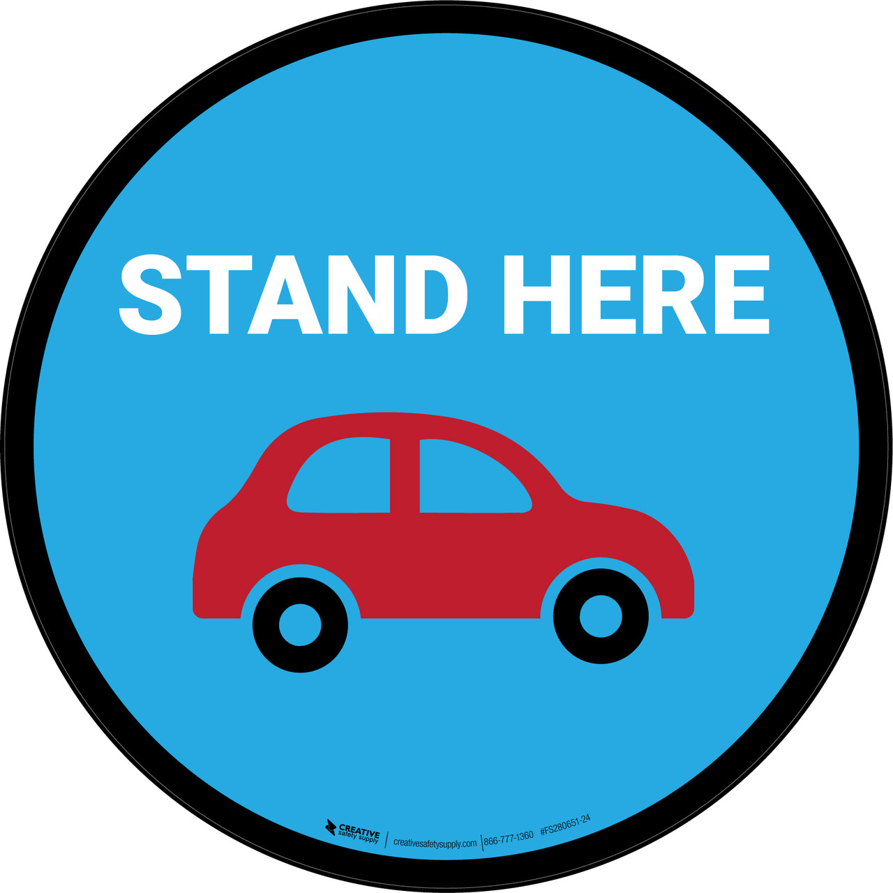 Stand Here Pick Up Icon Circle - Floor Sign