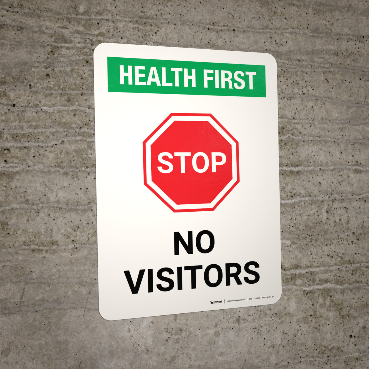Health First: Stop No Visitors with Icon Portrait - Wall Sign