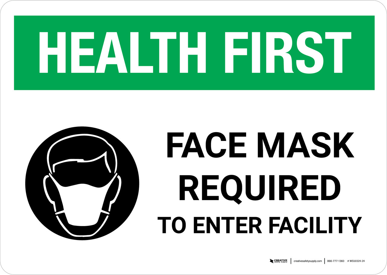 Health First Face Mask Required to Enter Facility with Icon Landscape