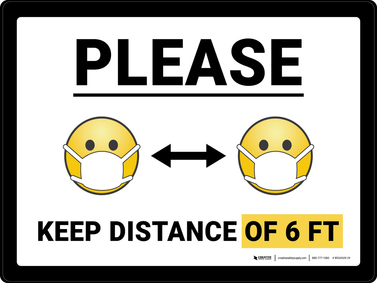 Round Emoji Set of 3 Social Distancing Floor Signs