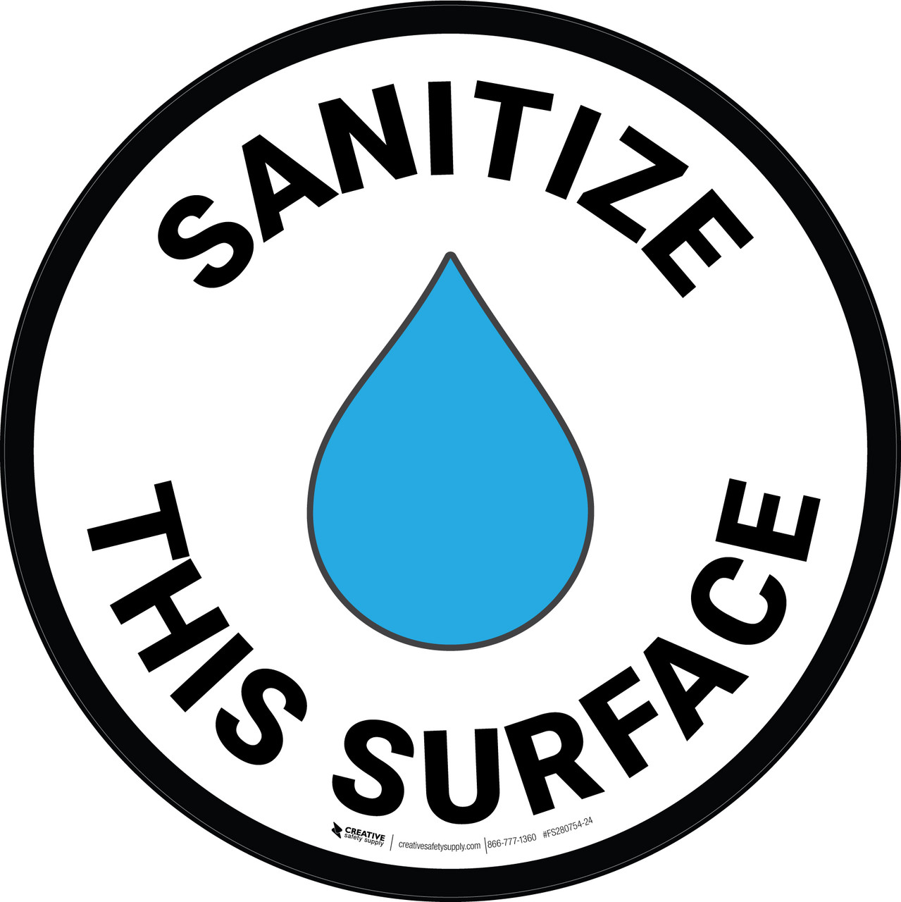 Sanitize This Surface with Emoji Circular Floor Sign