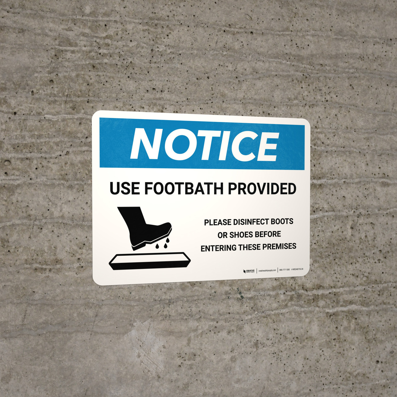 Notice Use Footbath with Icon Landscape Wall Sign