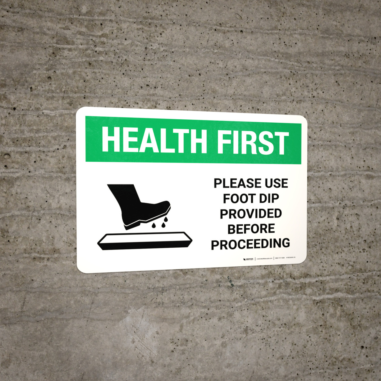 Health First Use Foot Dip Before Proceeding with Icon Landscape Wall Sign