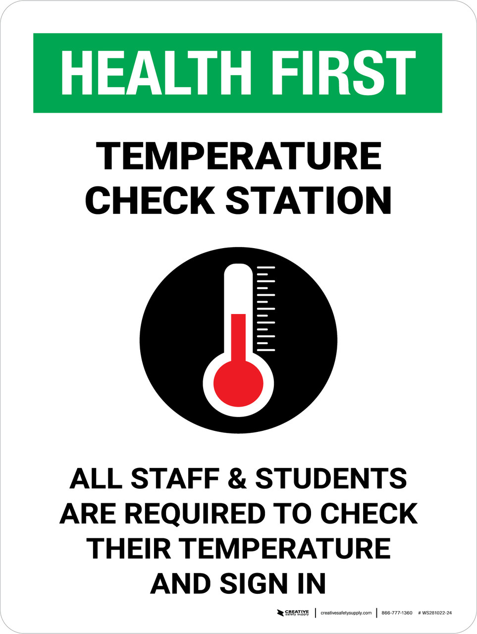 Stop Body Temperature Check Required Sign