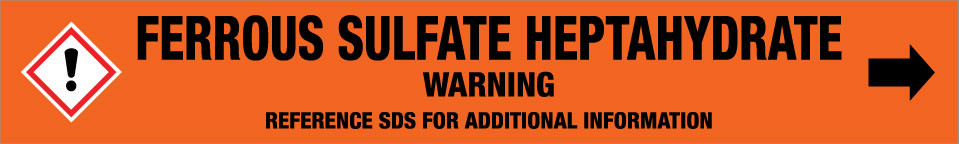 Ferrous Sulfate Heptahydrate [CAS# 7782-63-0] - GHS Pipe Marking Label