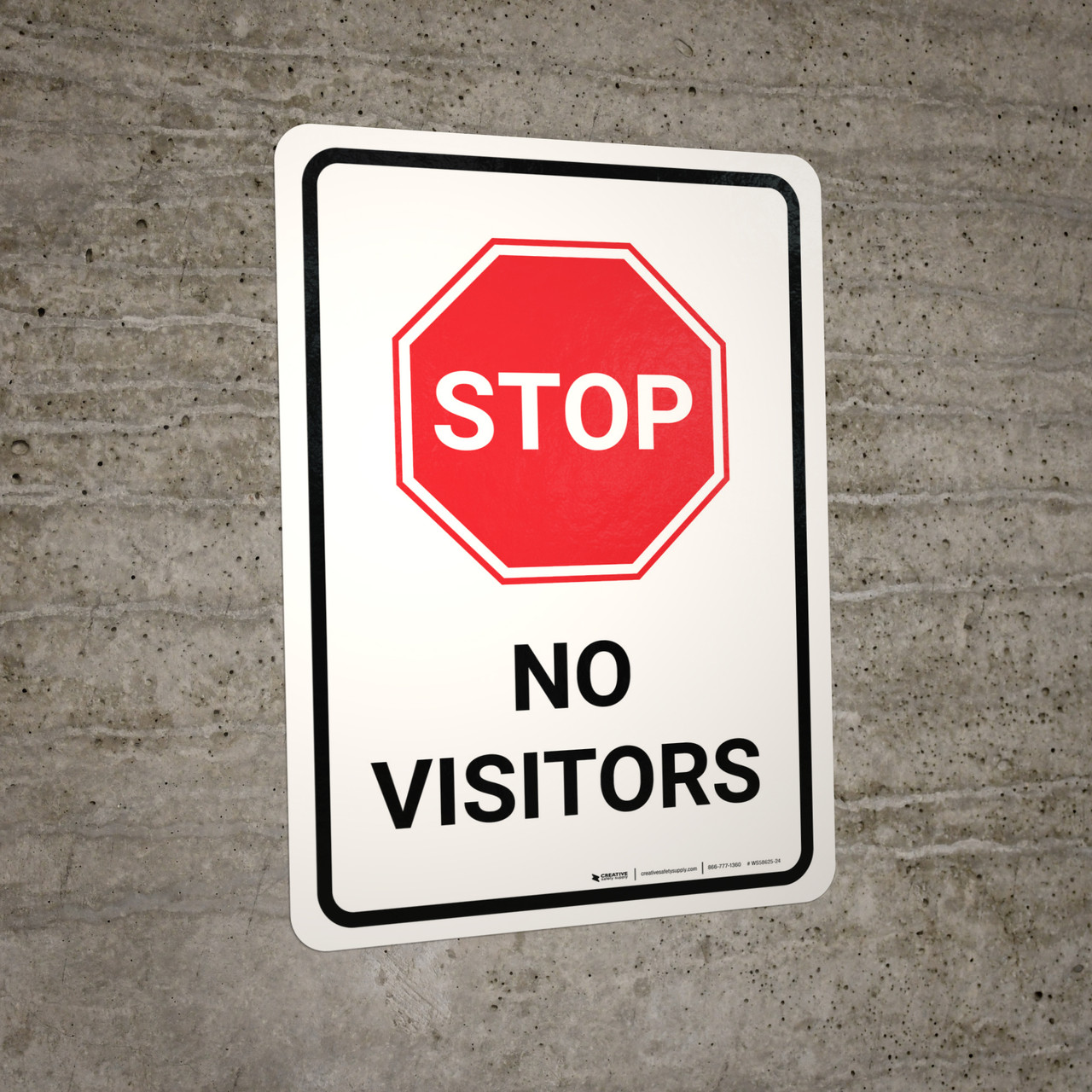 Stop No Visitors with Icon Portrait - Wall Sign