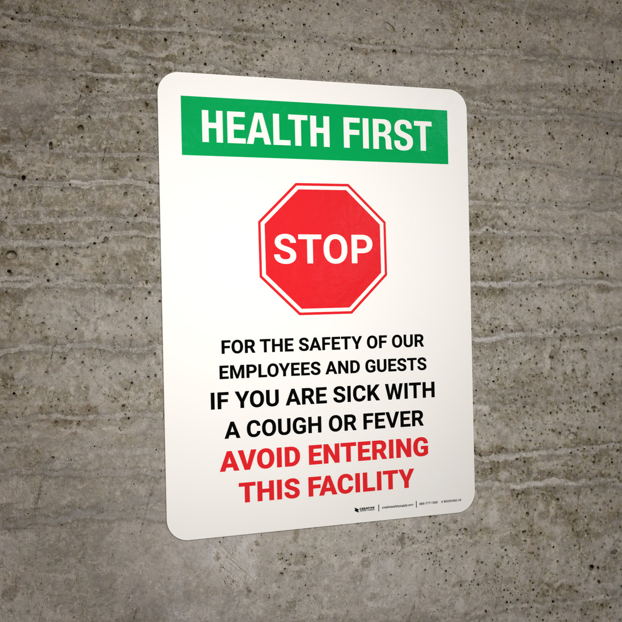 Health First Stop If You Are Sick Avoid Entering with Icon Portrait ...