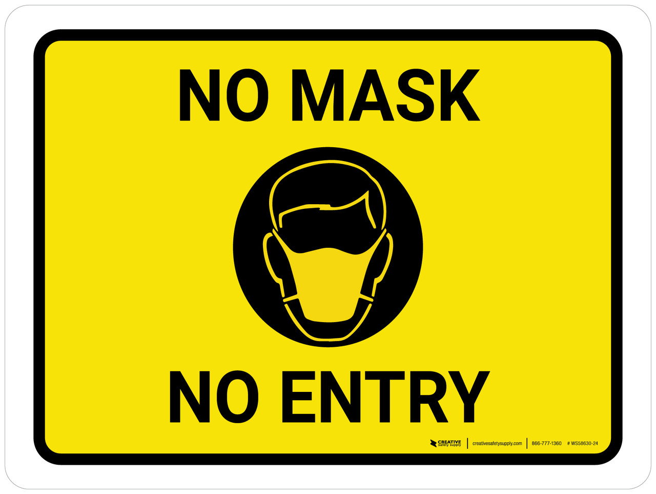 No Mask No Entry With Icon Landscape Wall Sign no-mask-no-entry-with-icon-landscape-wall-sign