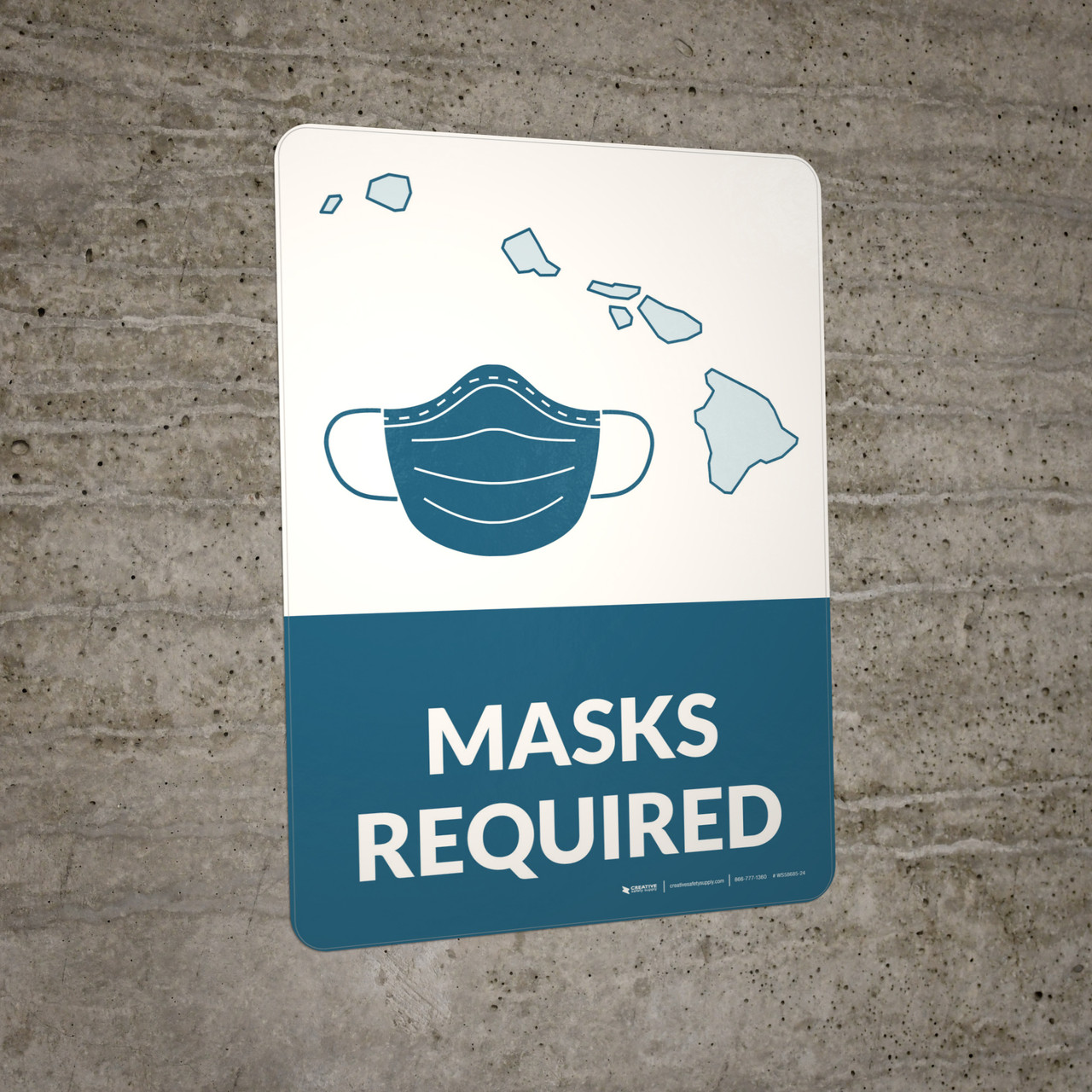Masks Required Hawaii State Outline Portrait Wall Sign
