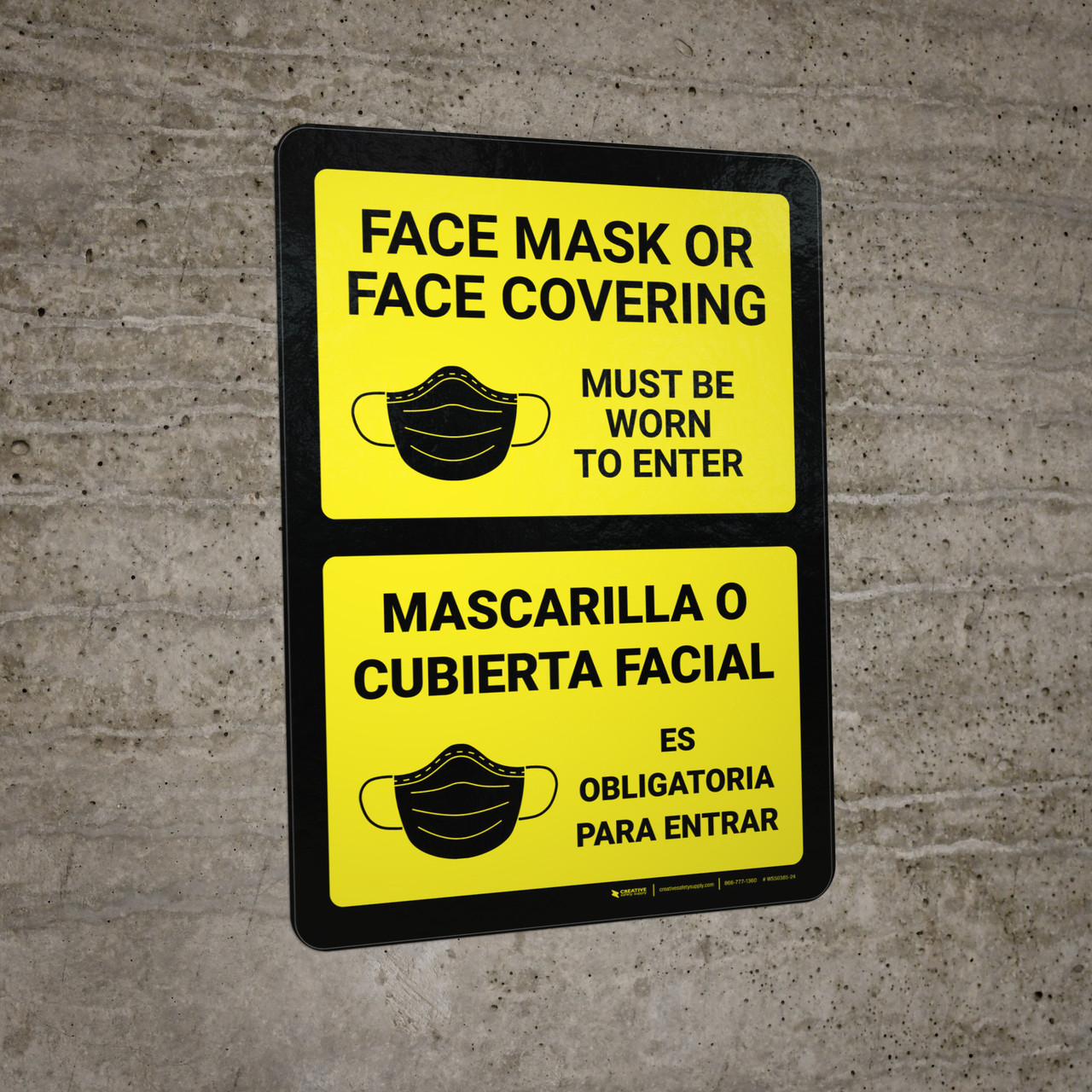 Face Mask or Face Covering Must Be Worn to Enter Spanish Bilingual Wall ...