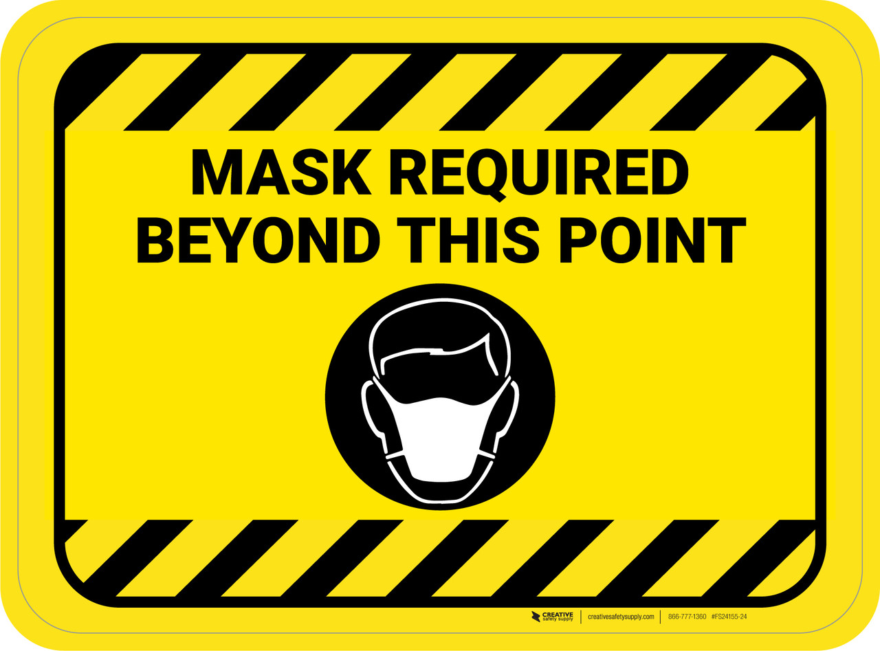 Mask Required Beyond This Point with Icon Hazard Stripes Rectangle ...