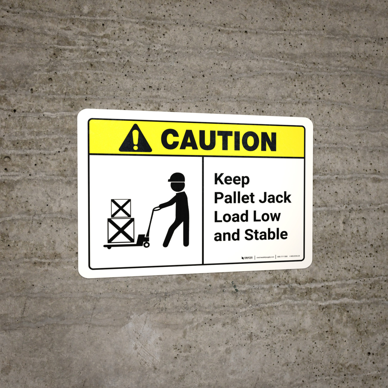 Caution: Keep Pallet Jack Load Low And Stable with Icon ANSI Landscape ...