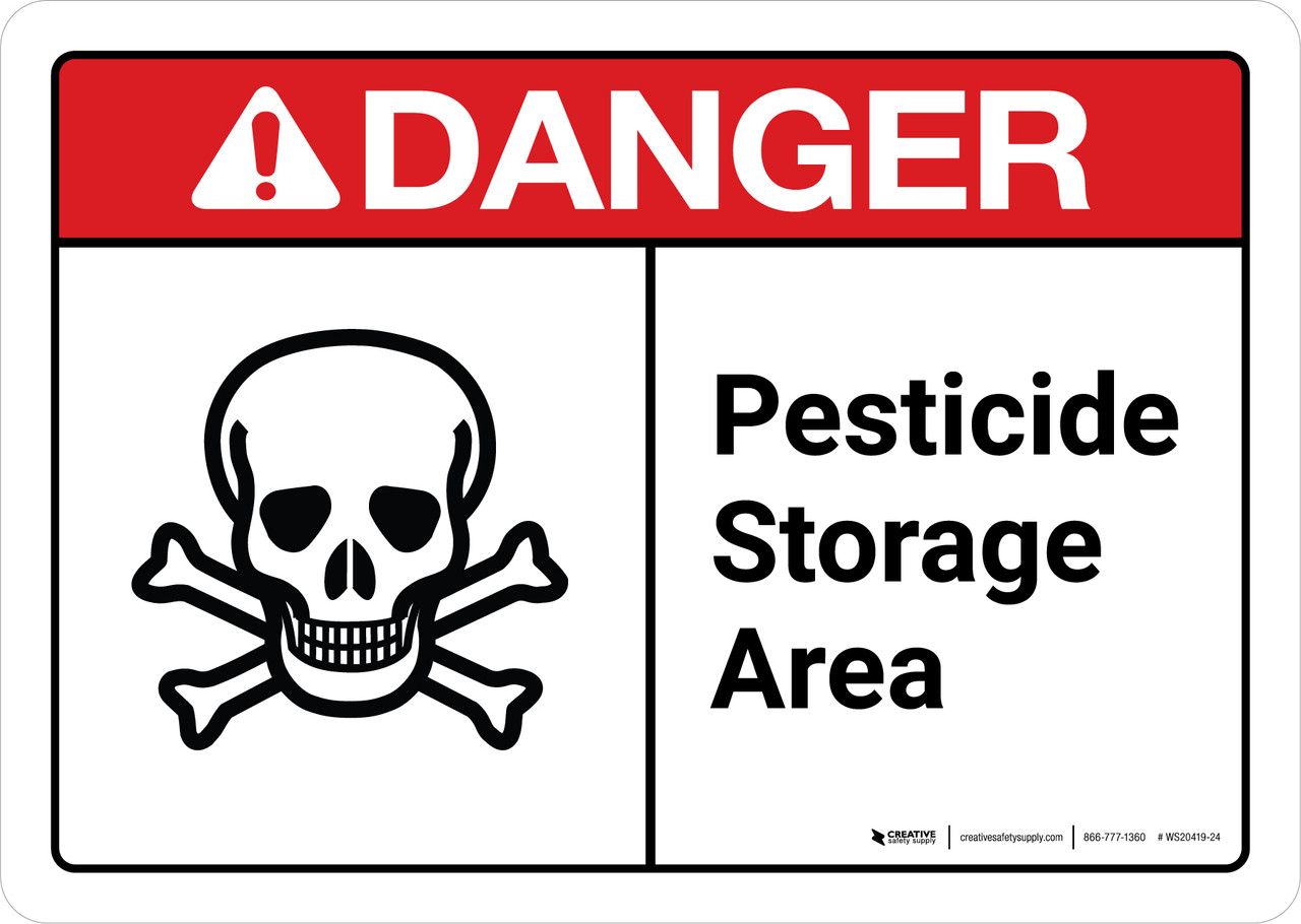 Danger Pesticide Storage Area Sign with Icon ANSI Landscape Wall Sign