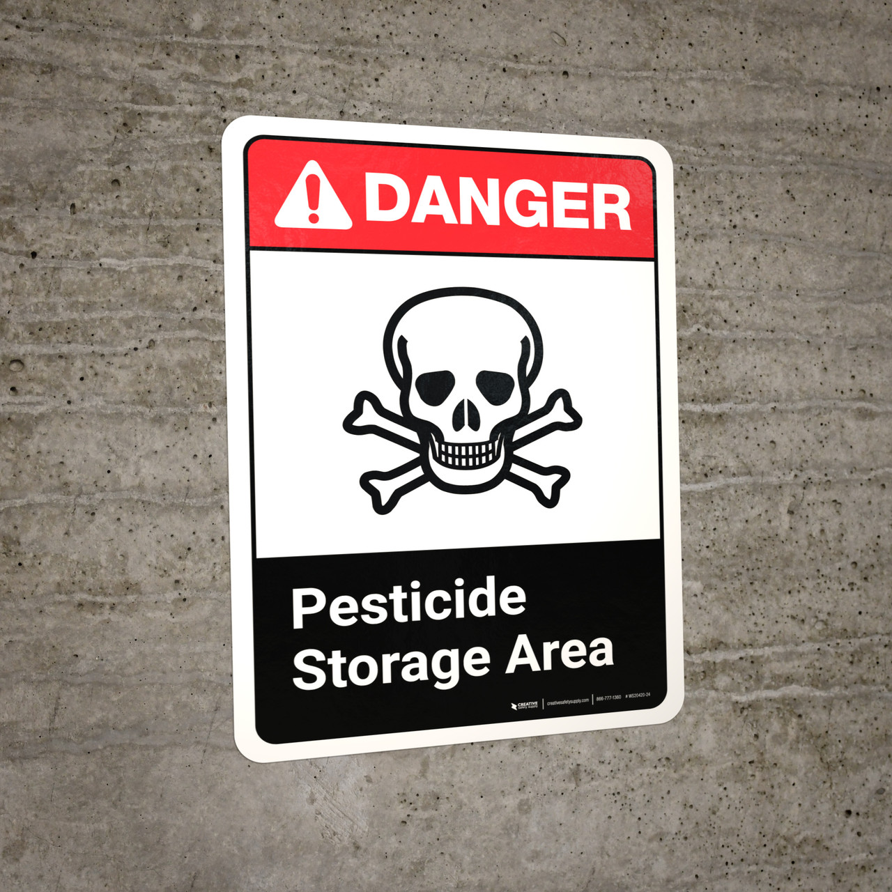 Danger Pesticide Storage Area Sign with Icon ANSI Portrait Wall Sign