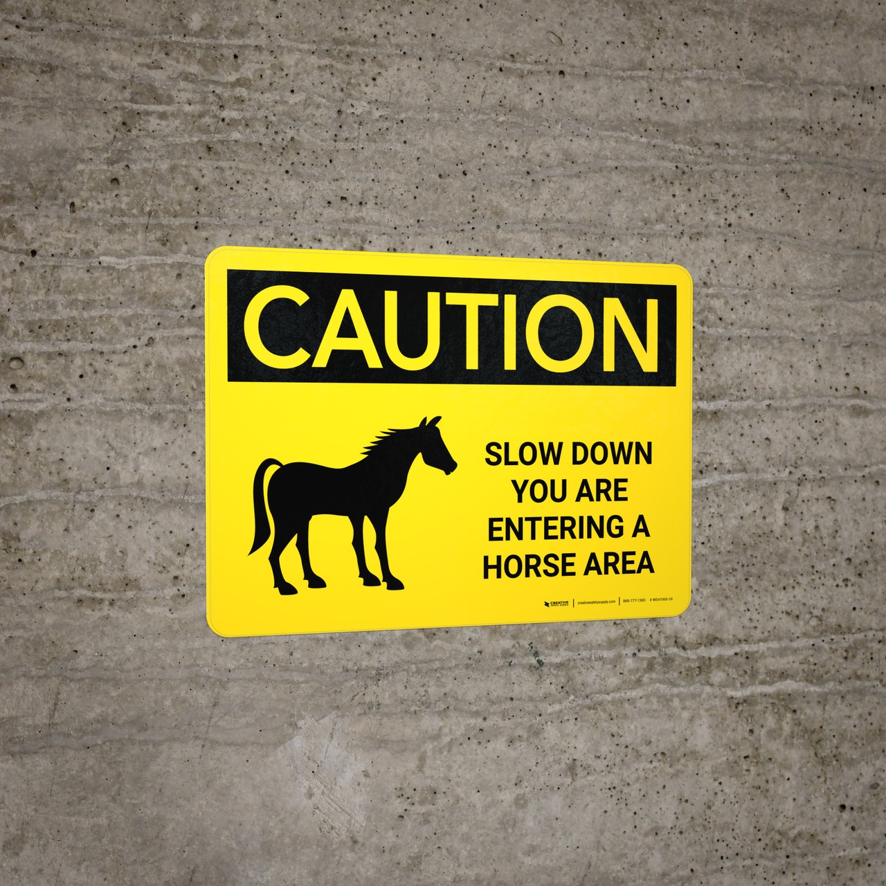Caution: Slow Down You Are Entering A Horse Area Landscape - Wall Sign