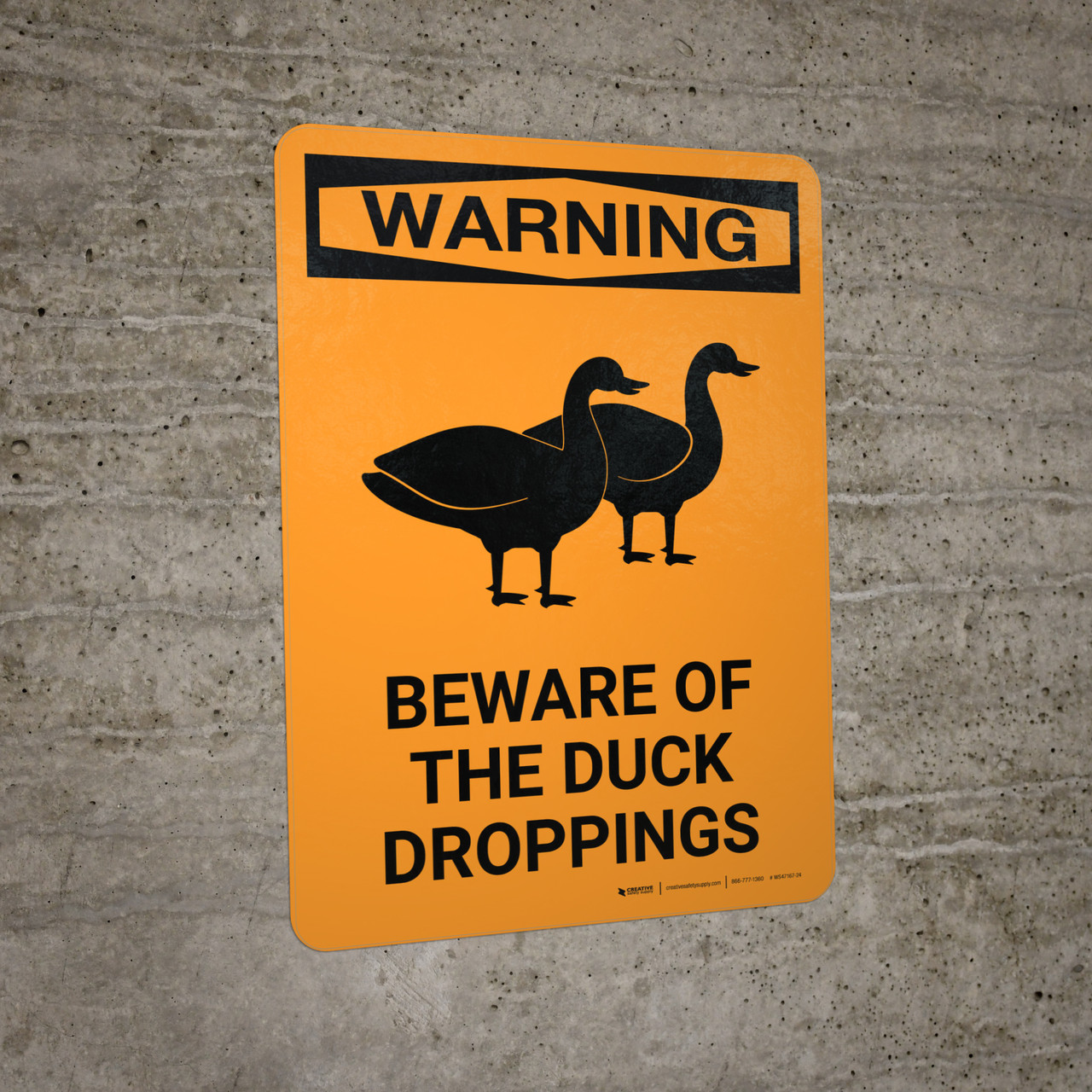 Warning Beware Of The Duck Droppings Portrait Wall Sign