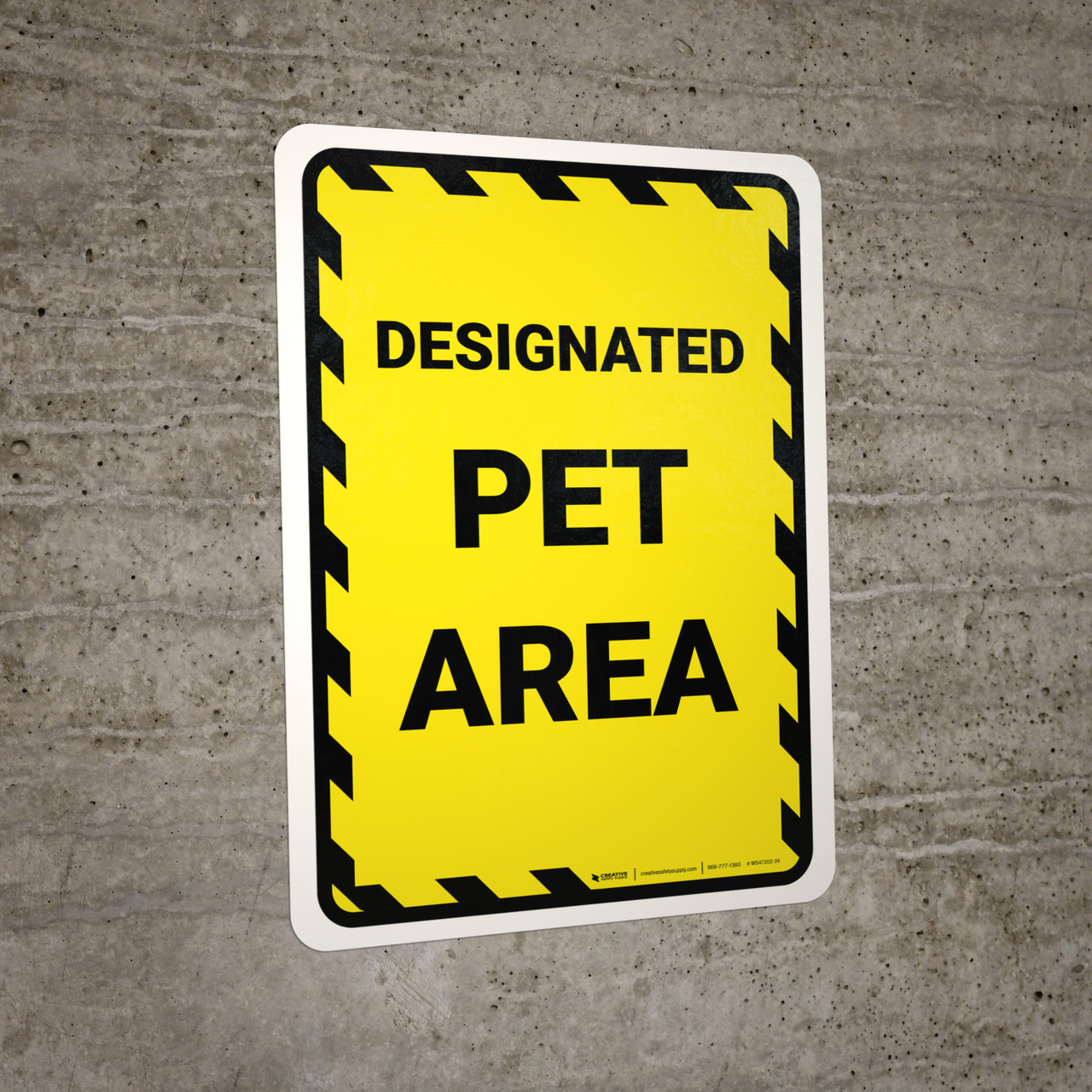 Designated Pet Area Yellow Hazard Portrait - Wall Sign