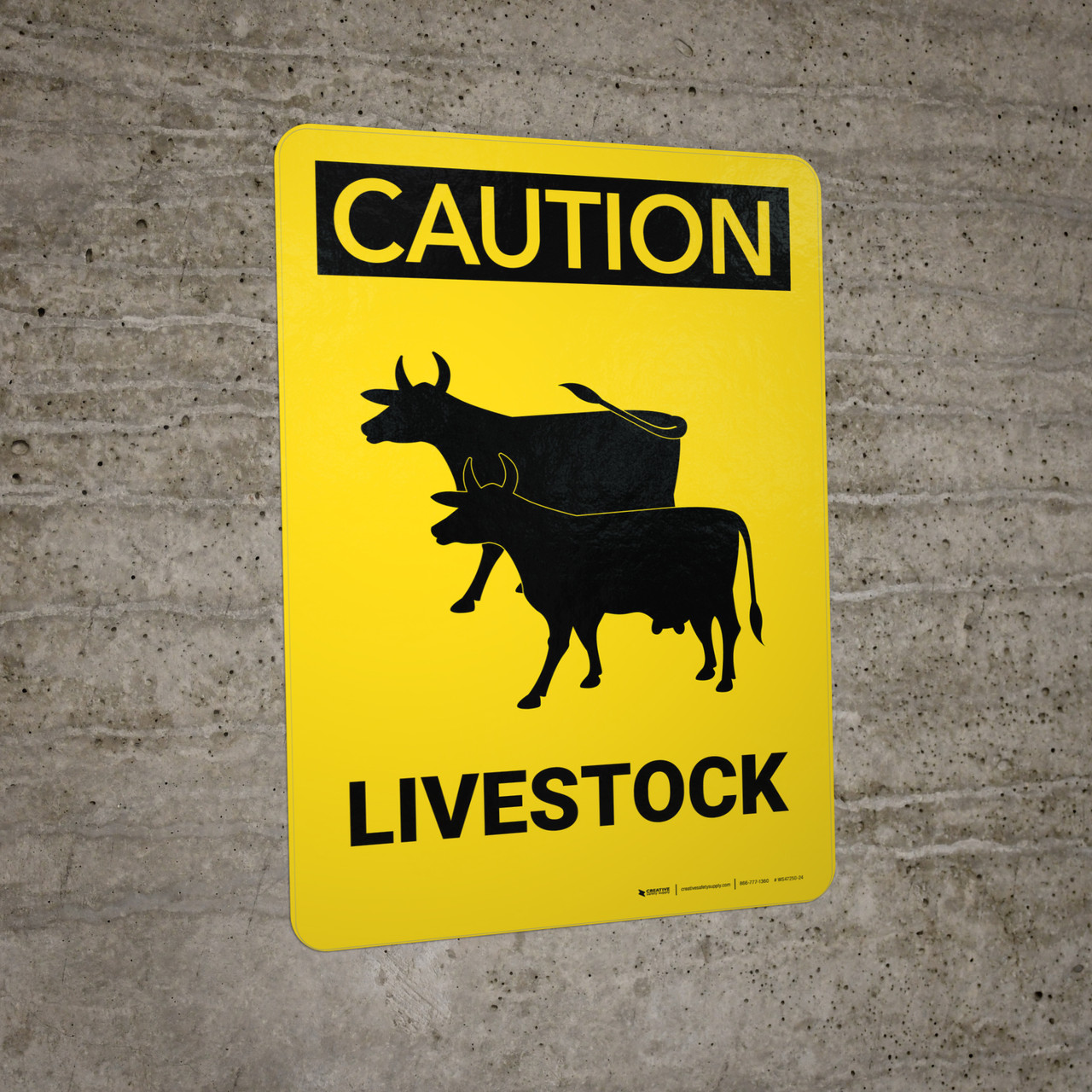 Caution: Livestock with Cow Icons Portrait - Wall Sign | Creative ...