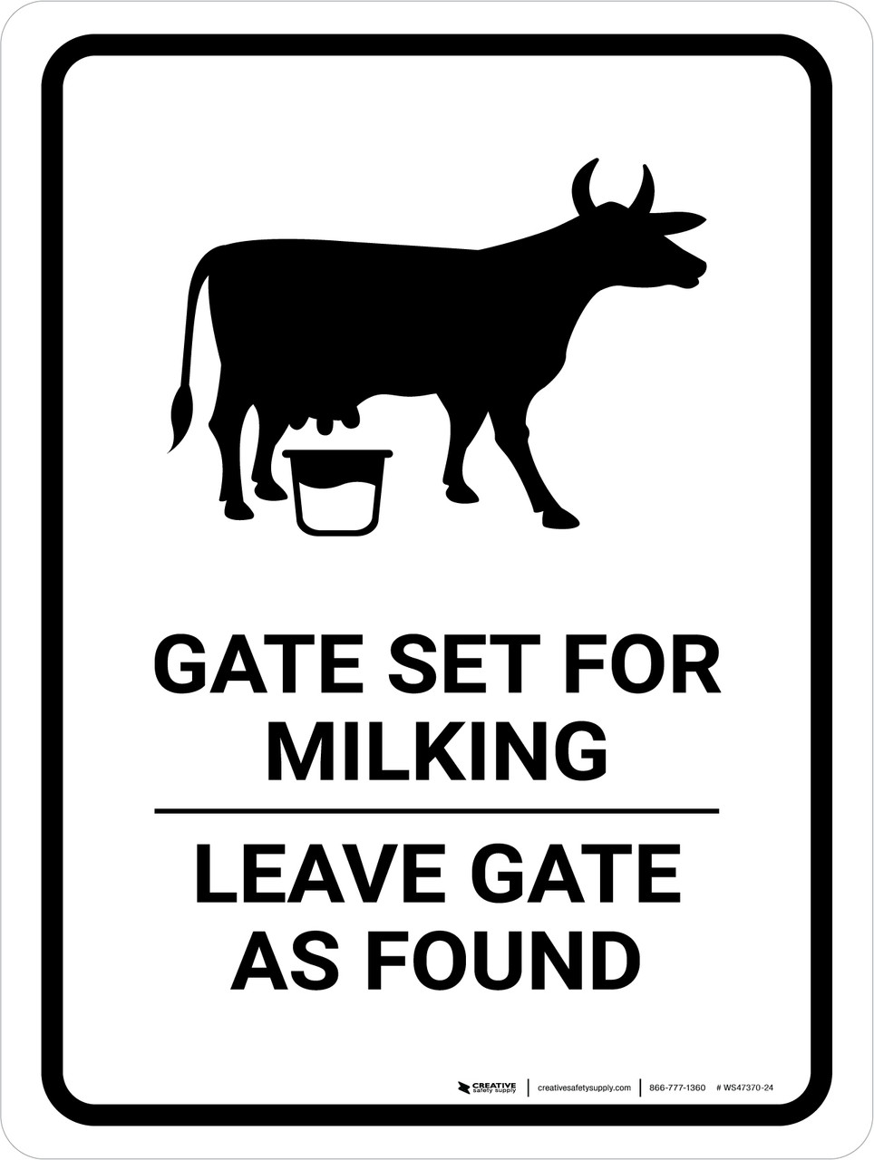 Gate Set For Milking Leave Gate As Found White With Cow Icon Portrait