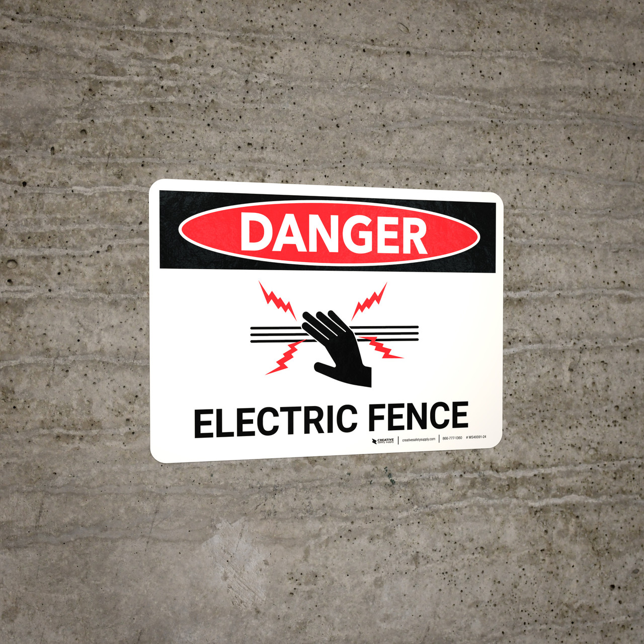 Danger Electric Fence with Icon Landscape Wall Sign