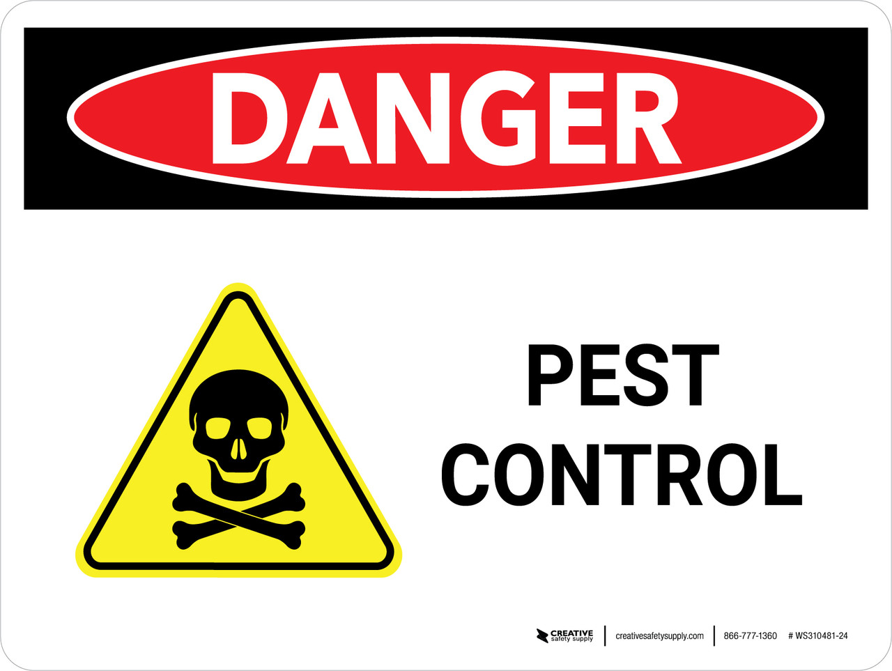 Danger Pest Control Landscape Wall Sign