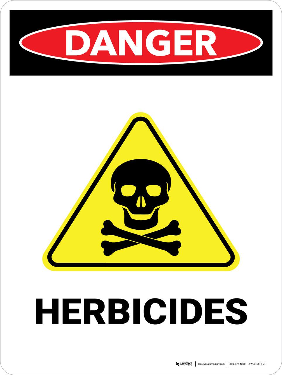 Danger Herbicides Portrait Wall Sign