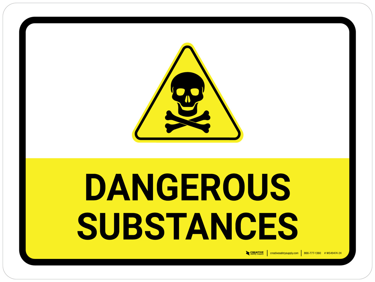 Dangerous Substances with Hazard Danger Icon Landscape Wall Sign