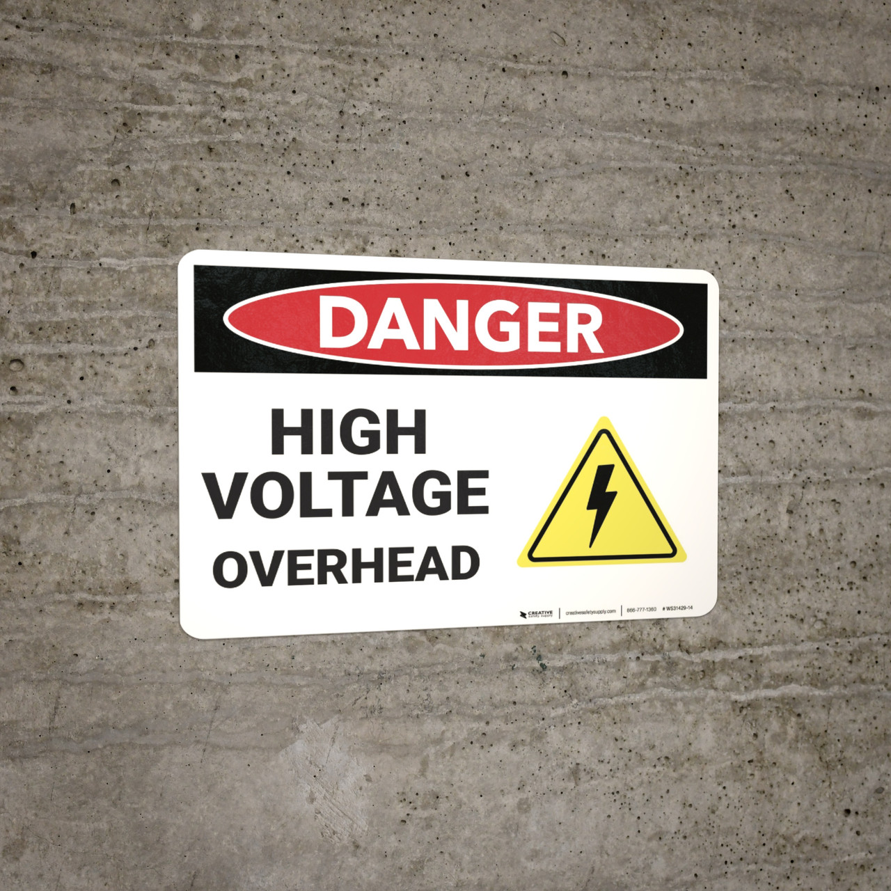 Danger High Voltage Overhead Wall Sign