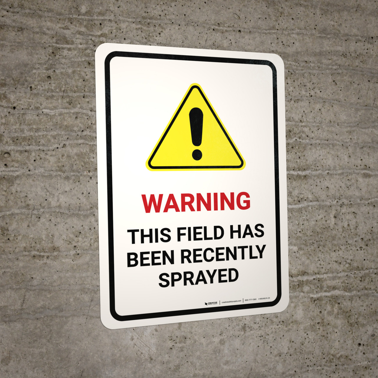 Warning - Field Has Been Recently Sprayed with Hazard Icon Portrait ...