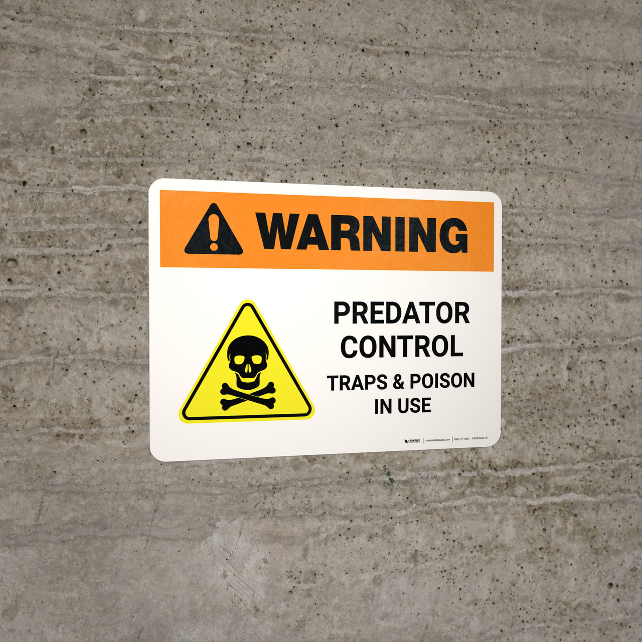 Warning Predator Control Traps & Poison In Use Landscape Wall Sign