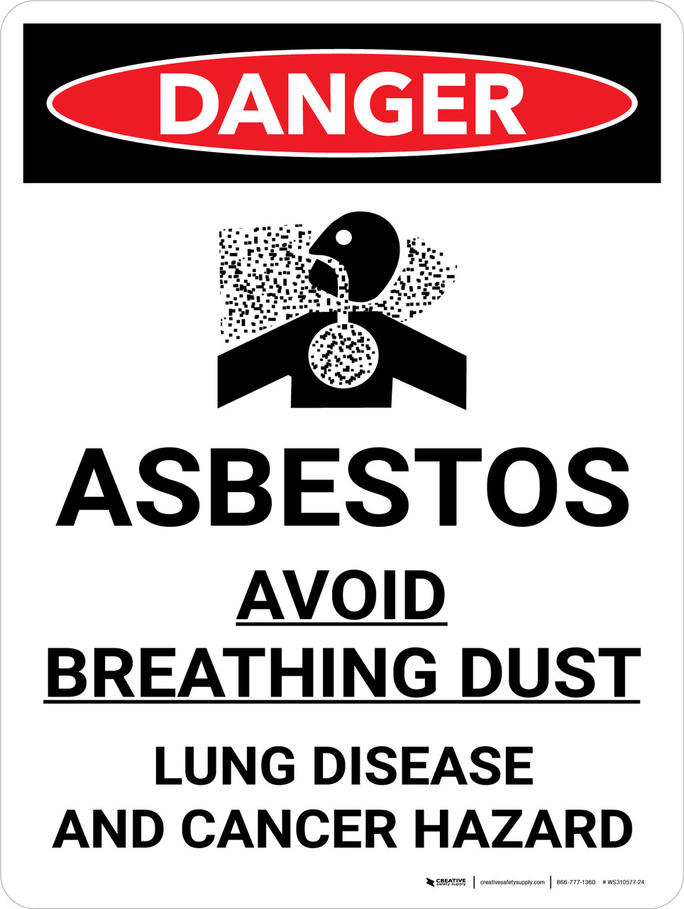 Danger Asbestos Avoid Breathing Dust Portrait with Icon Portrait