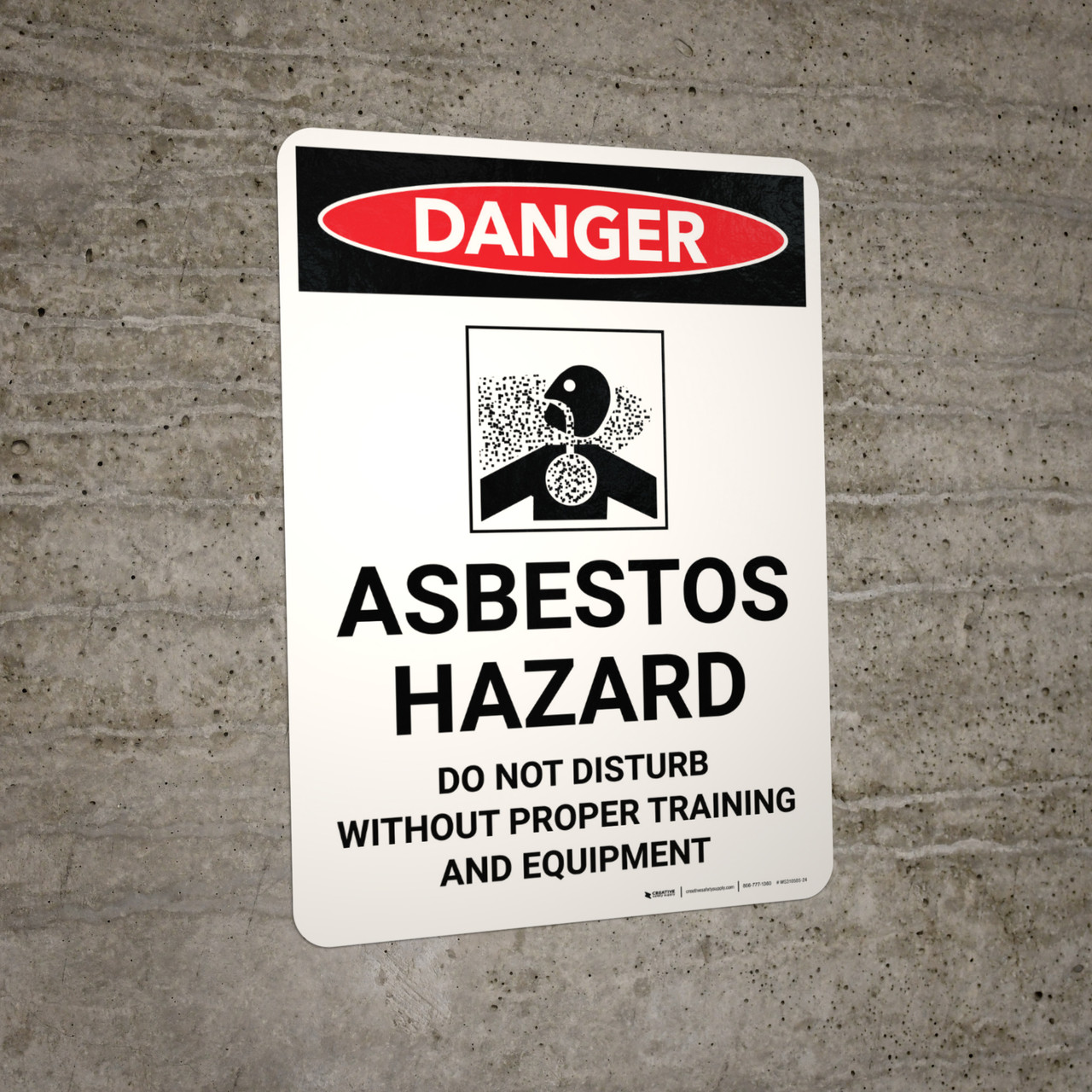 Danger Asbestos Hazard Do Not Disturb Portrait with Icon Wall Sign