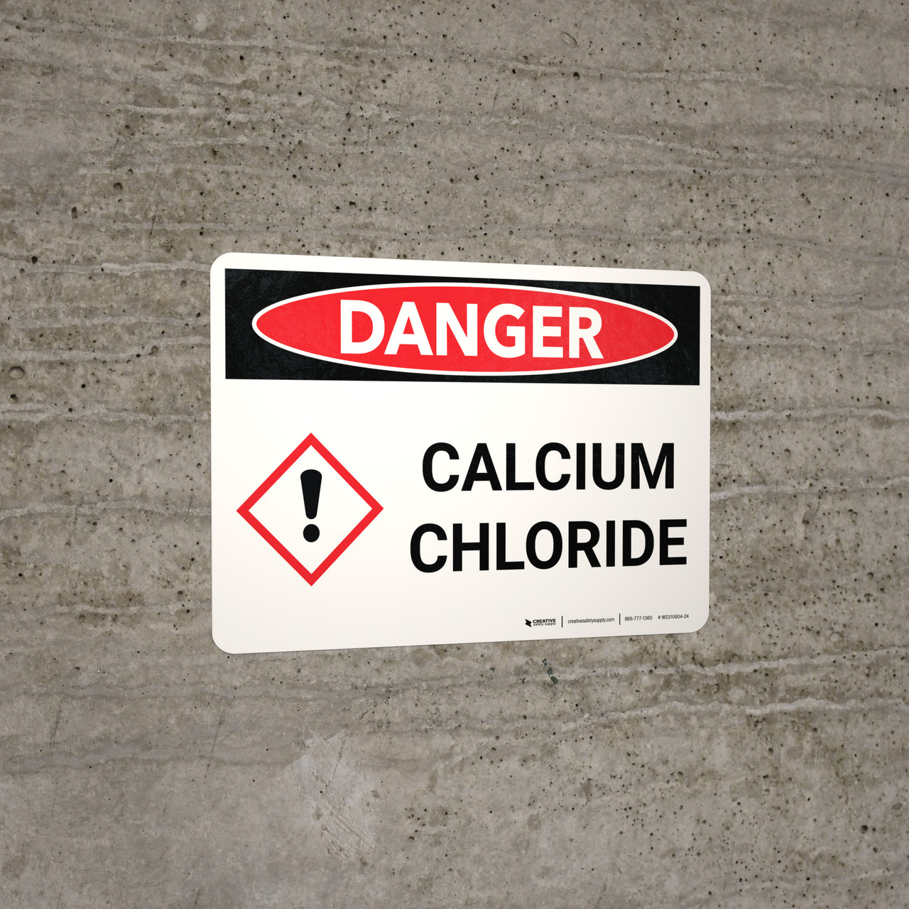 Danger: Calcium Chloride Landscape With Icon - Wall Sign