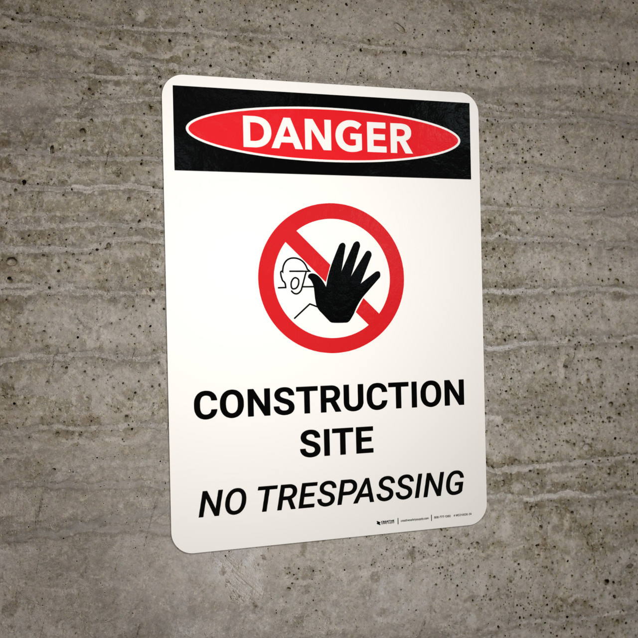 Danger: Construction Site - No Trespassing Portrait with Icon - Wall Sign