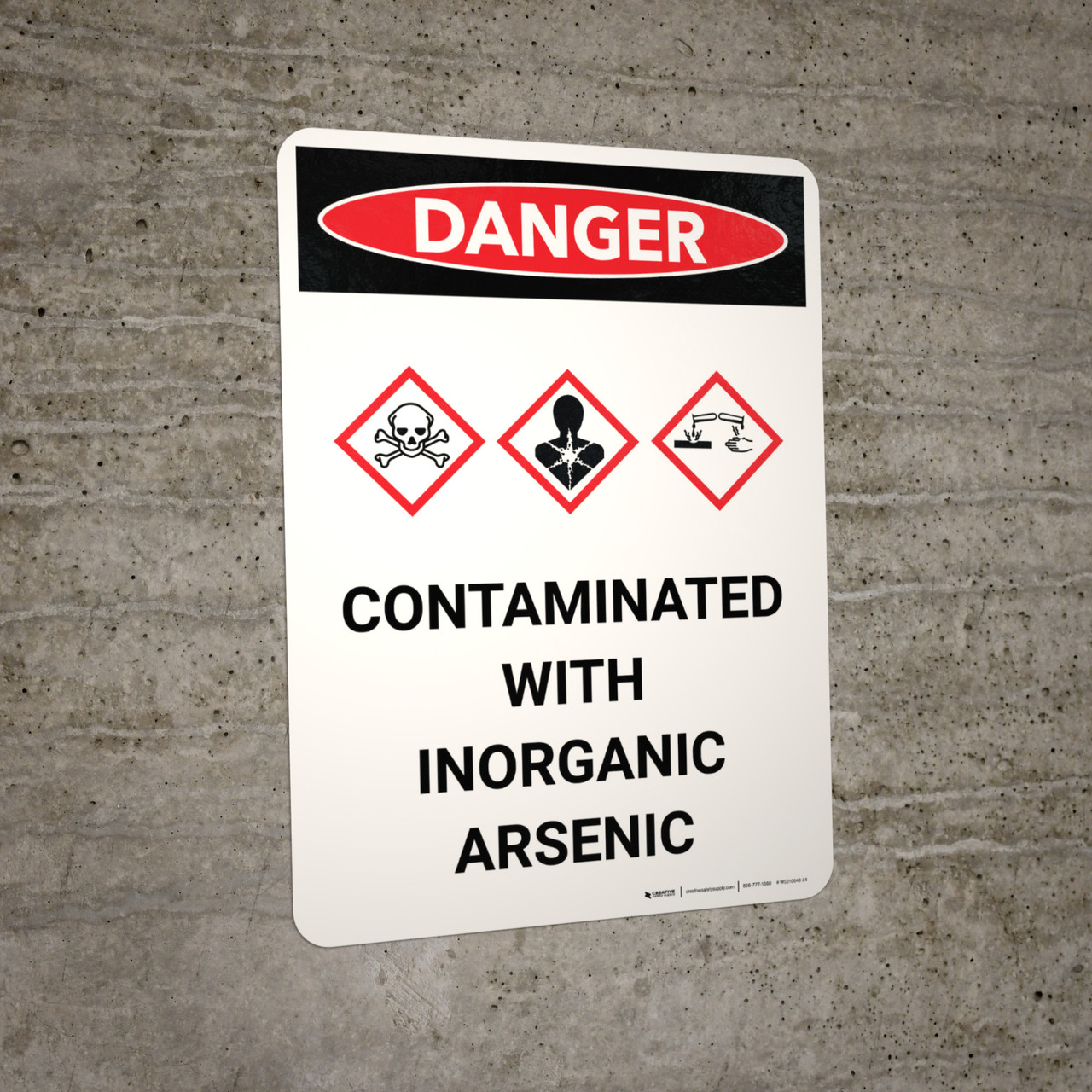 Danger Contaminated With Arsenic Portrait with Icon Wall Sign
