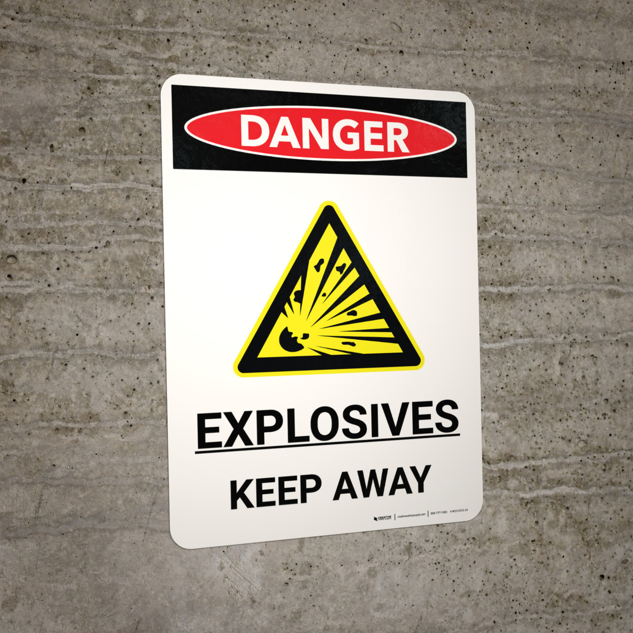 Danger: Explosives Keep Away Portrait with Icon - Wall Sign