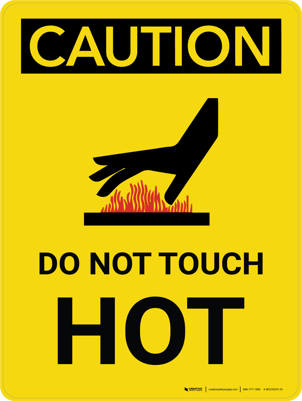 Caution Hot Surface Do Not Touch with Emojis Square - Floor Sign | 5S Today