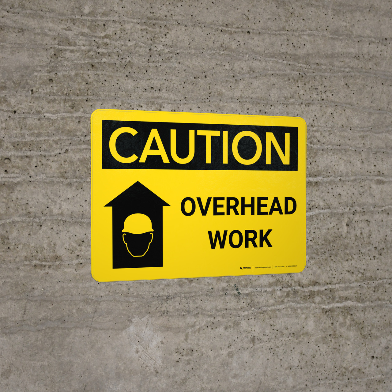 Caution: Overhead Work Landscape With Icon - Wall Sign